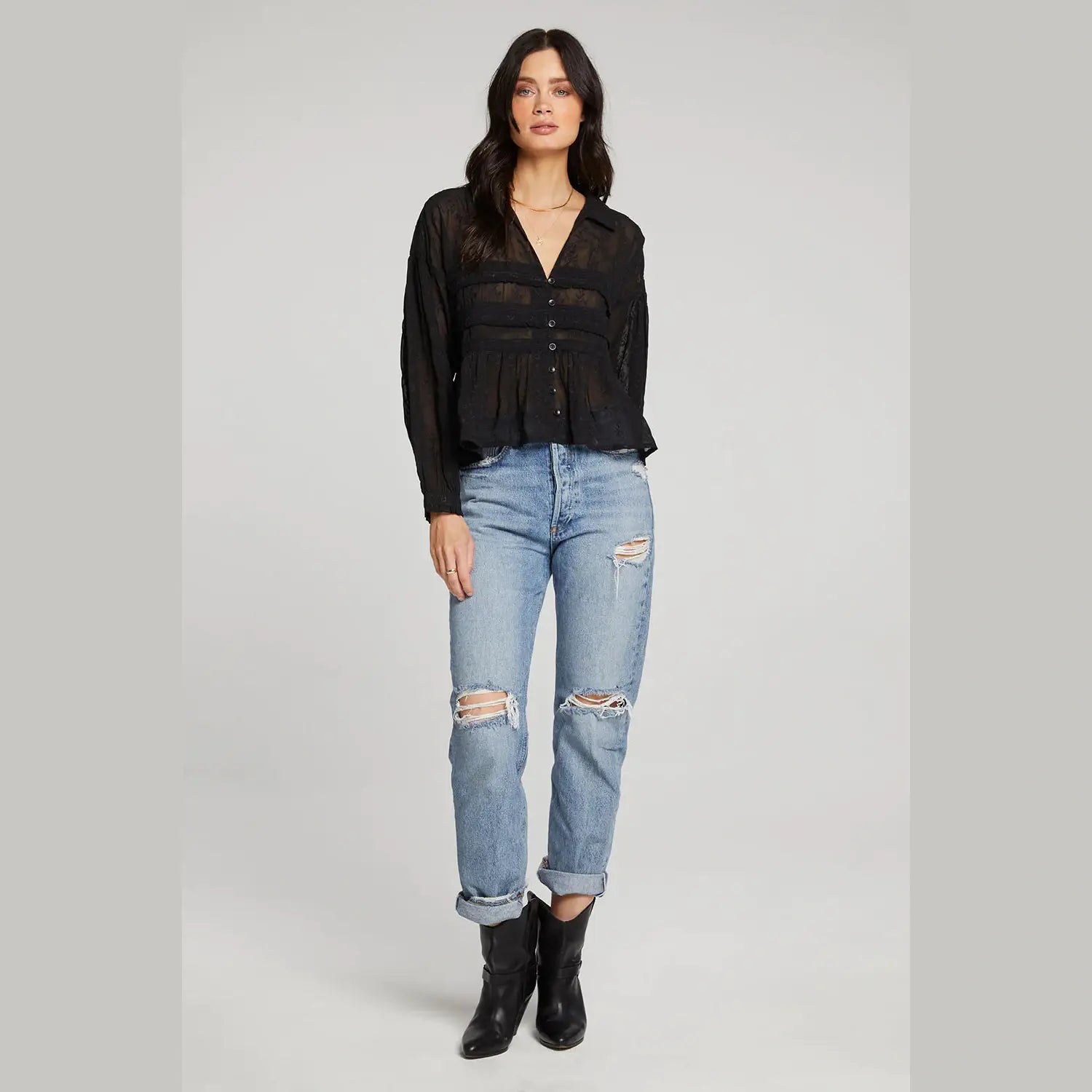 Saltwater Luxe Embroidered Prime Top in Black