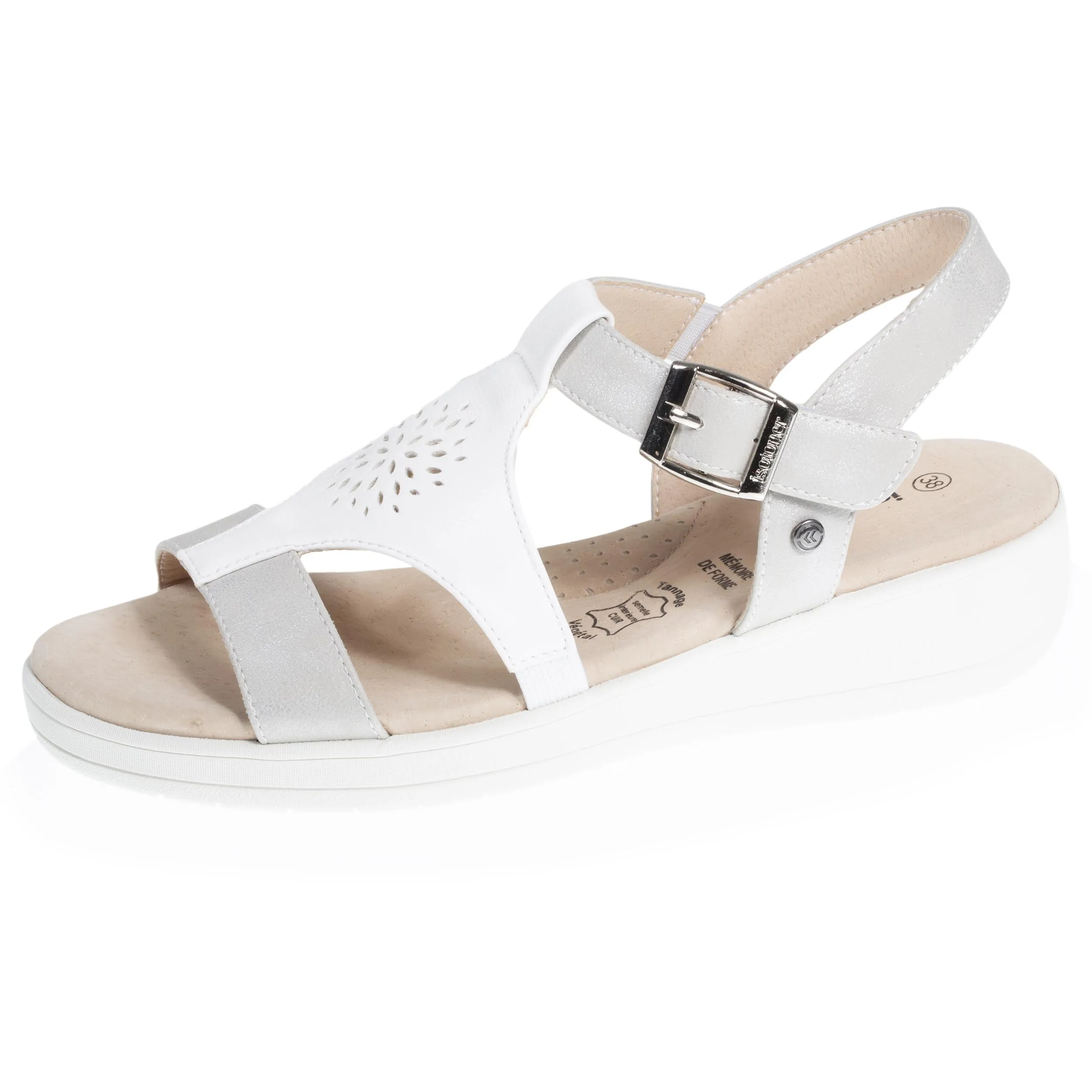 Sandales Femme CONFORT PLUS dessus rosace Blanc