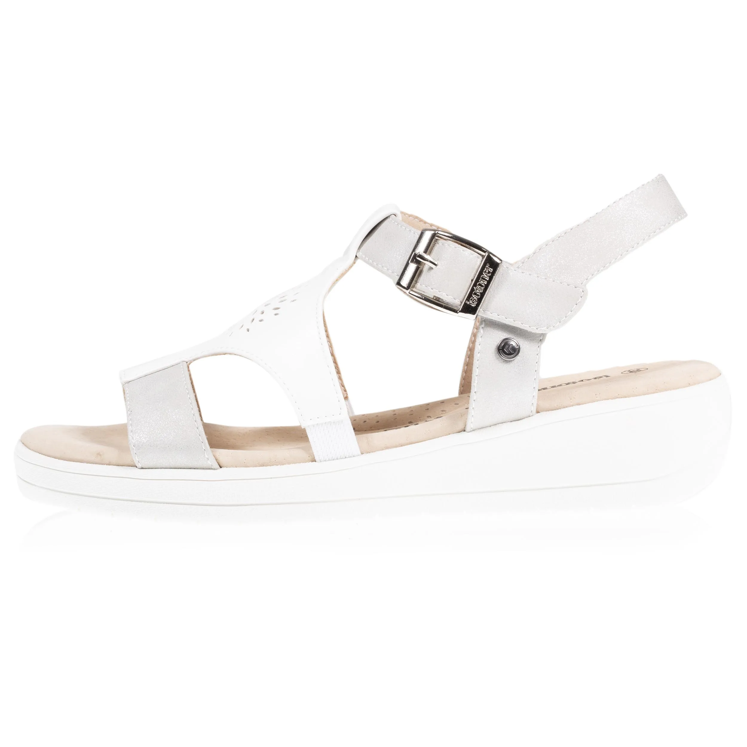 Sandales Femme CONFORT PLUS dessus rosace Blanc