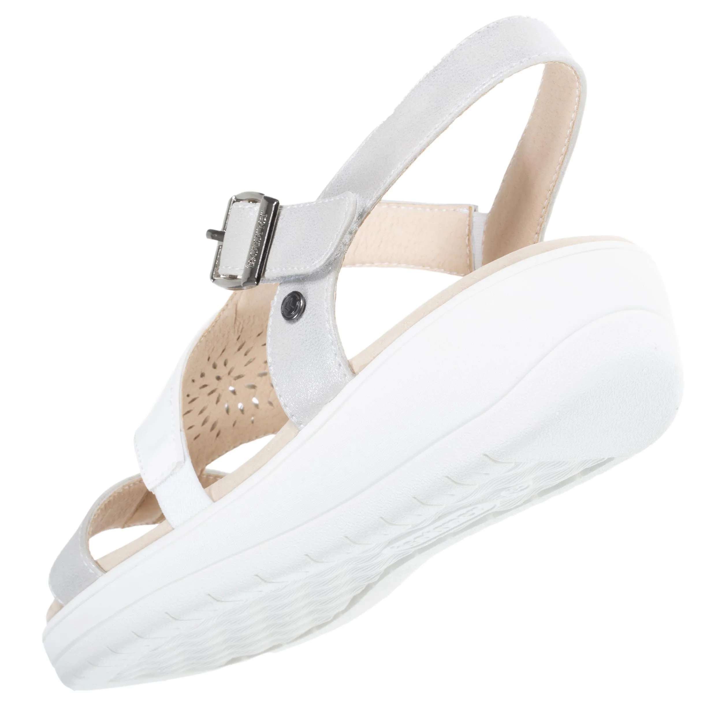 Sandales Femme CONFORT PLUS dessus rosace Blanc