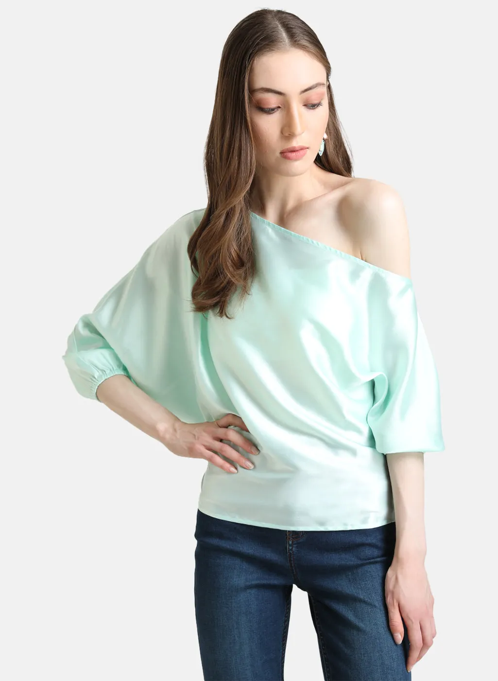 Satin Batwing Sleeve Top