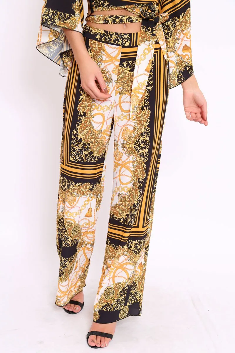 Scarf Print High Waist Flare Trousers - Jen