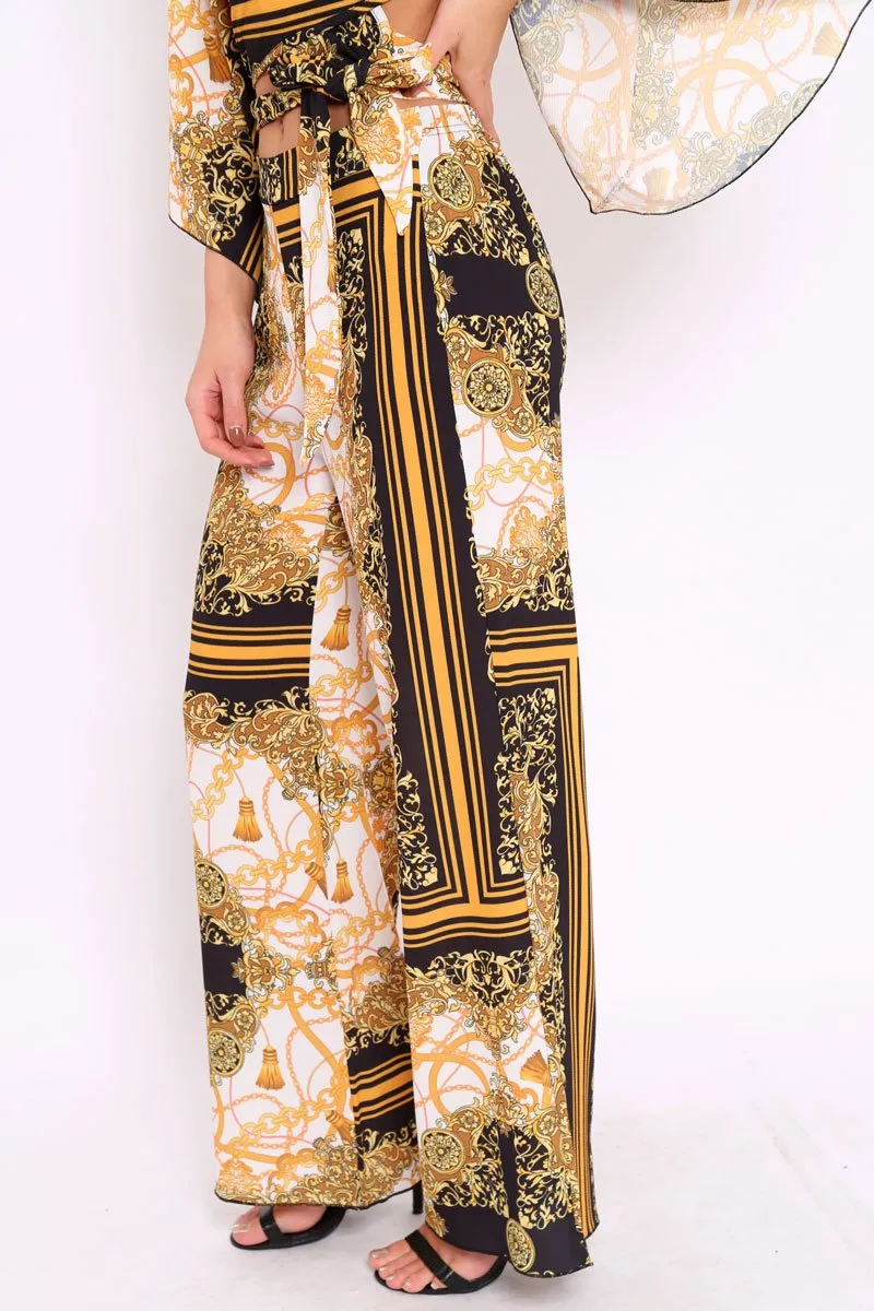 Scarf Print High Waist Flare Trousers - Jen