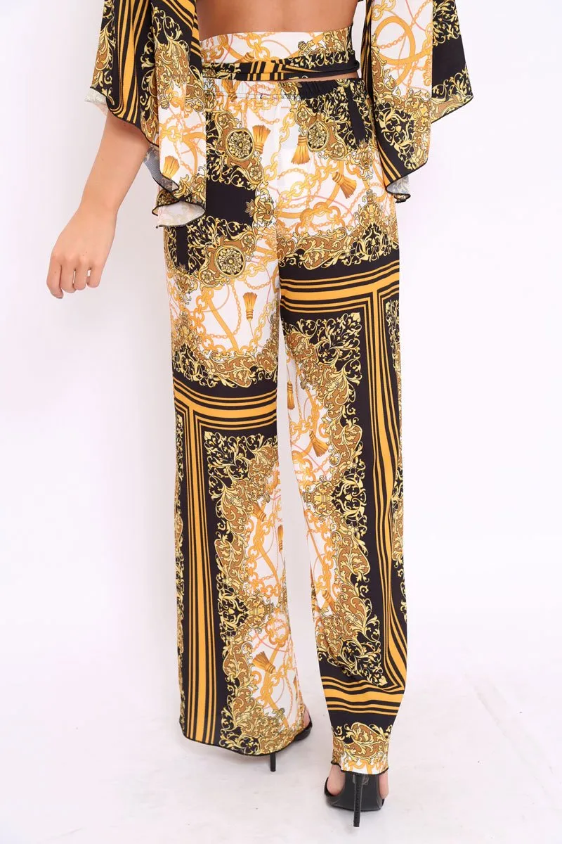 Scarf Print High Waist Flare Trousers - Jen