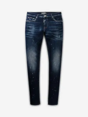 Slim Denim Jeans | Dark Blue - Paint