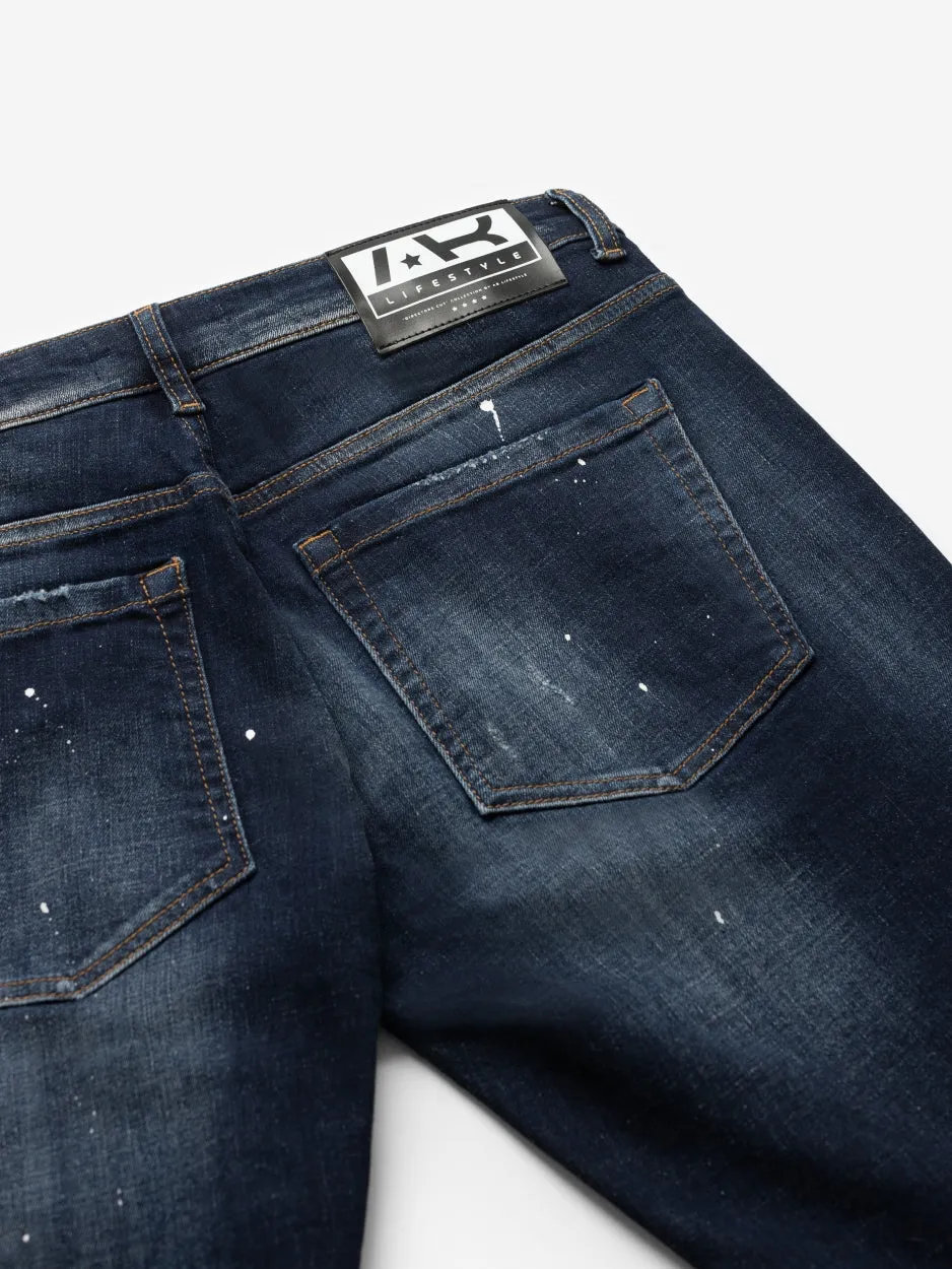 Slim Denim Jeans | Dark Blue - Paint