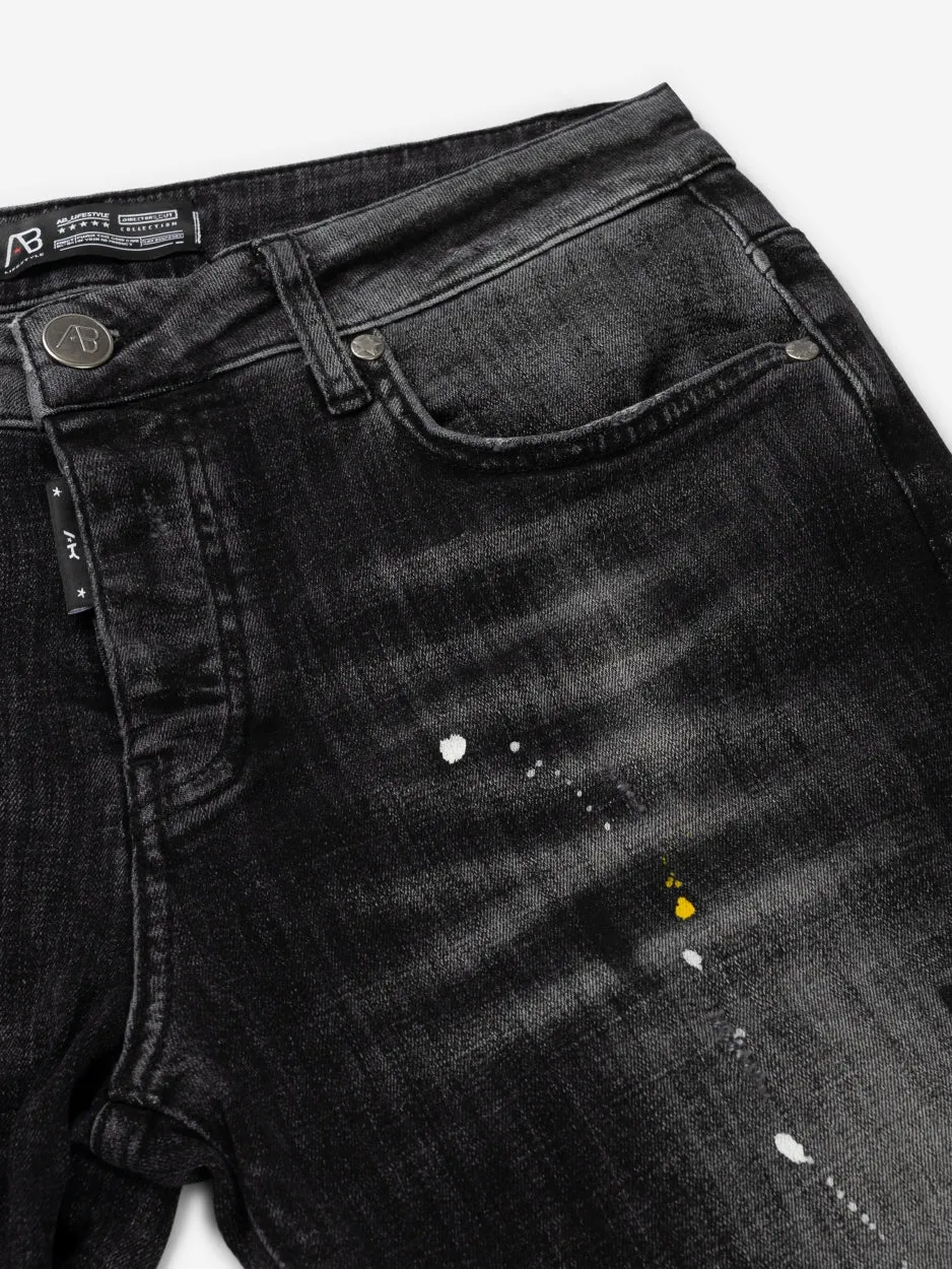 Slim Denim Jeans | Grey - Splatter