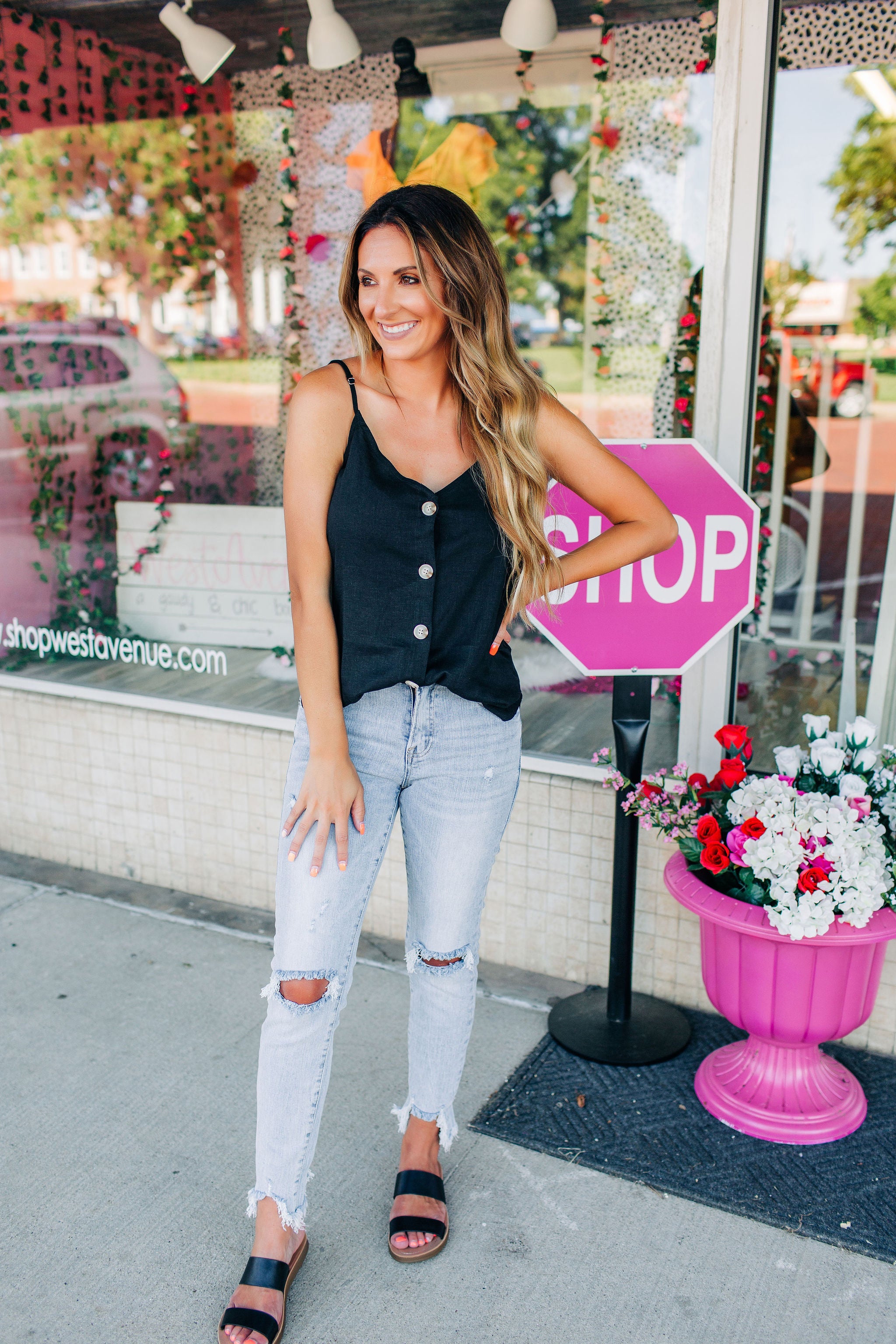 Some Girls Do Linen Tank - Black