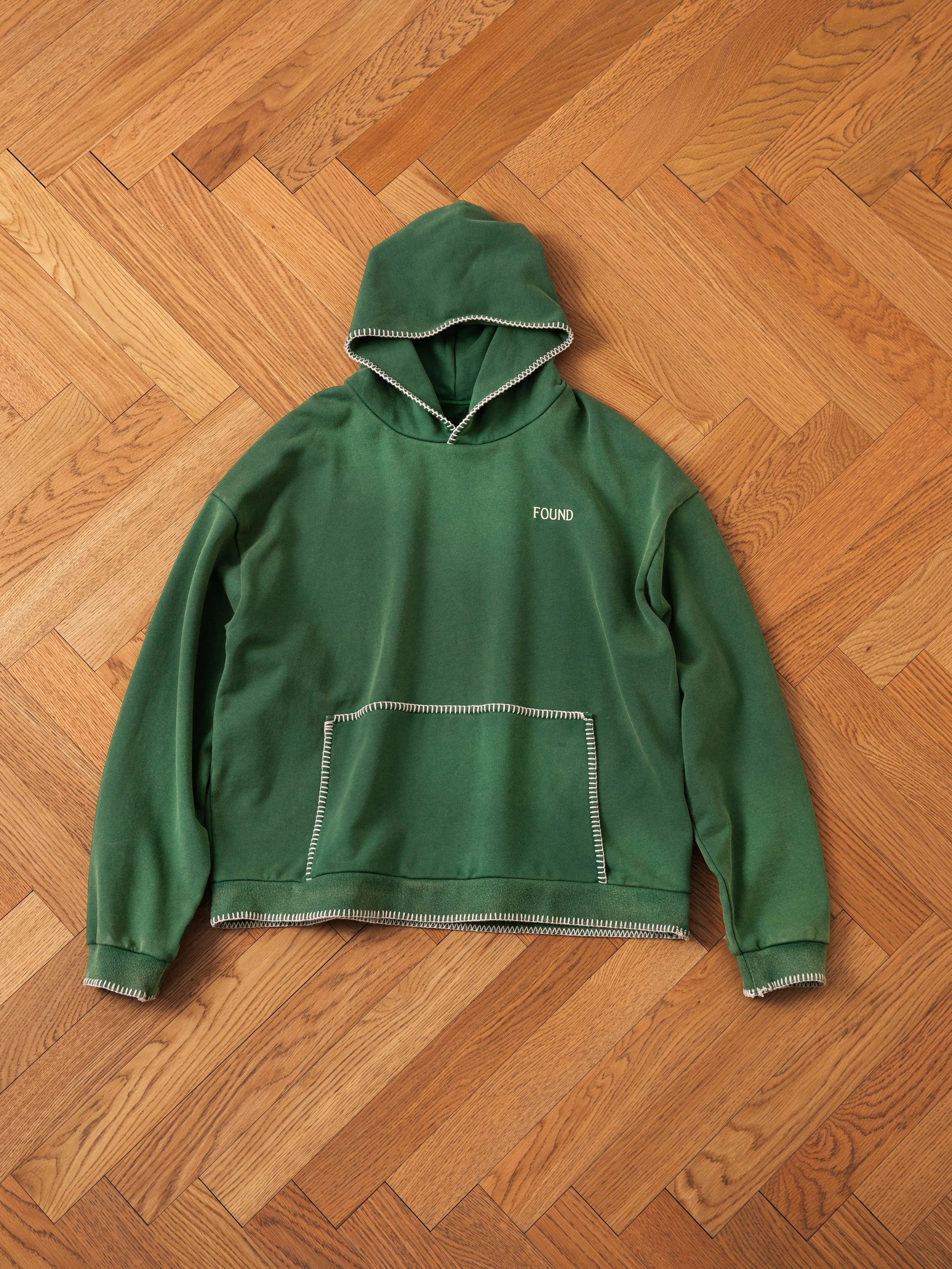 Stitched Border Distressed  Logo Hoodie