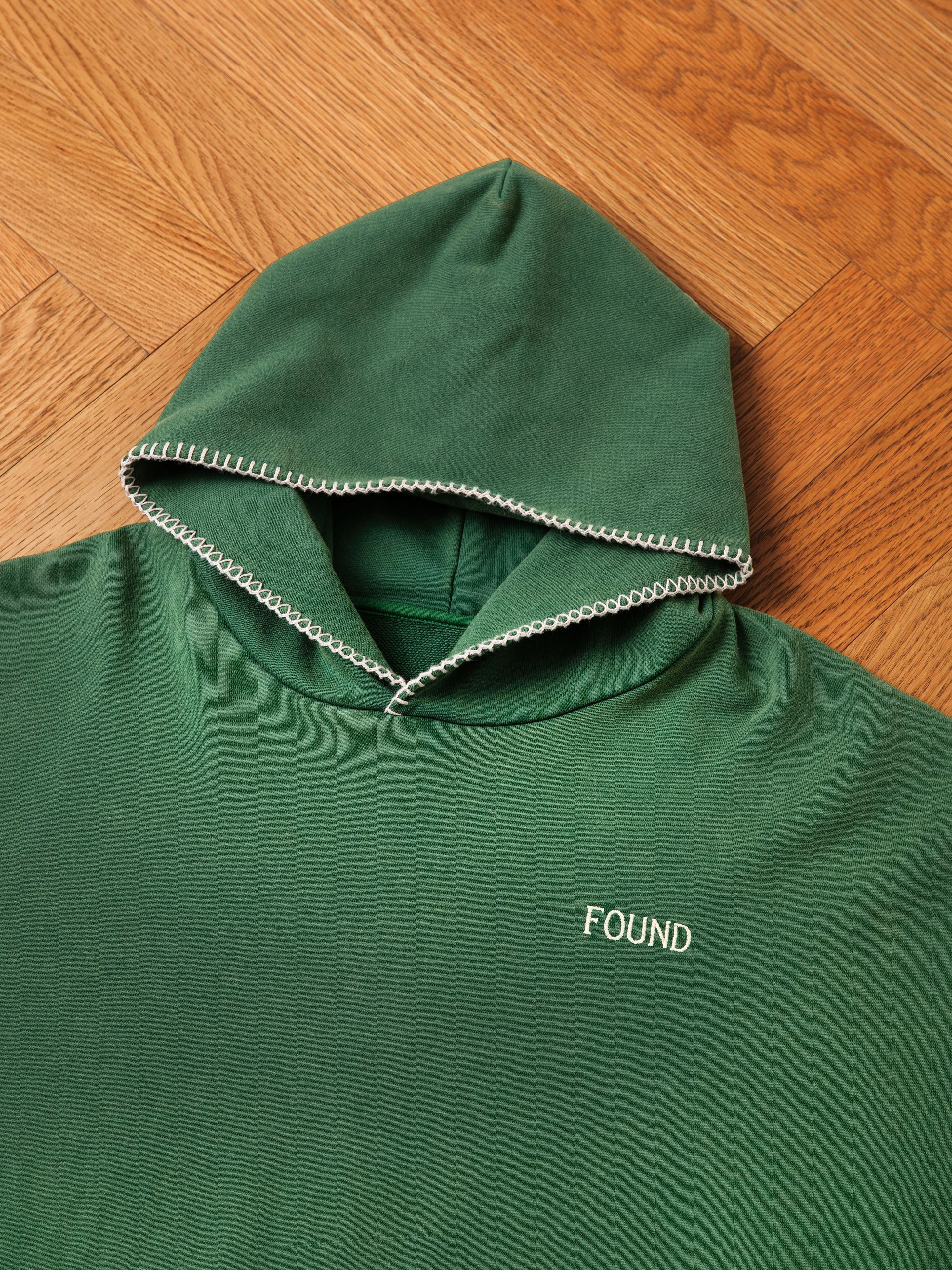 Stitched Border Distressed  Logo Hoodie