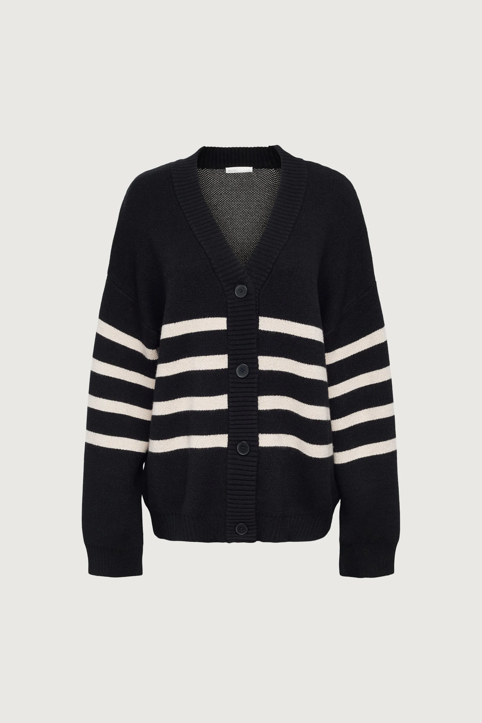 STRIPED BUTTON FRONT CARDIGAN