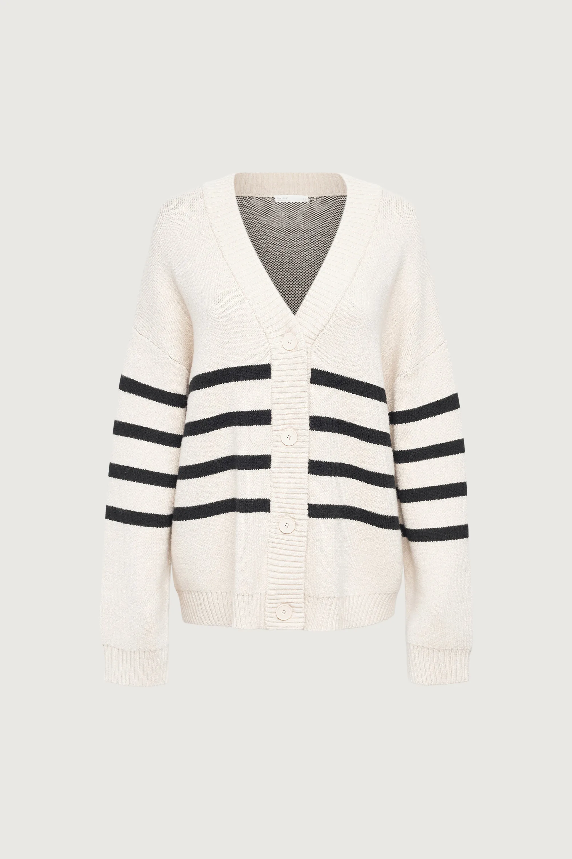 STRIPED BUTTON FRONT CARDIGAN