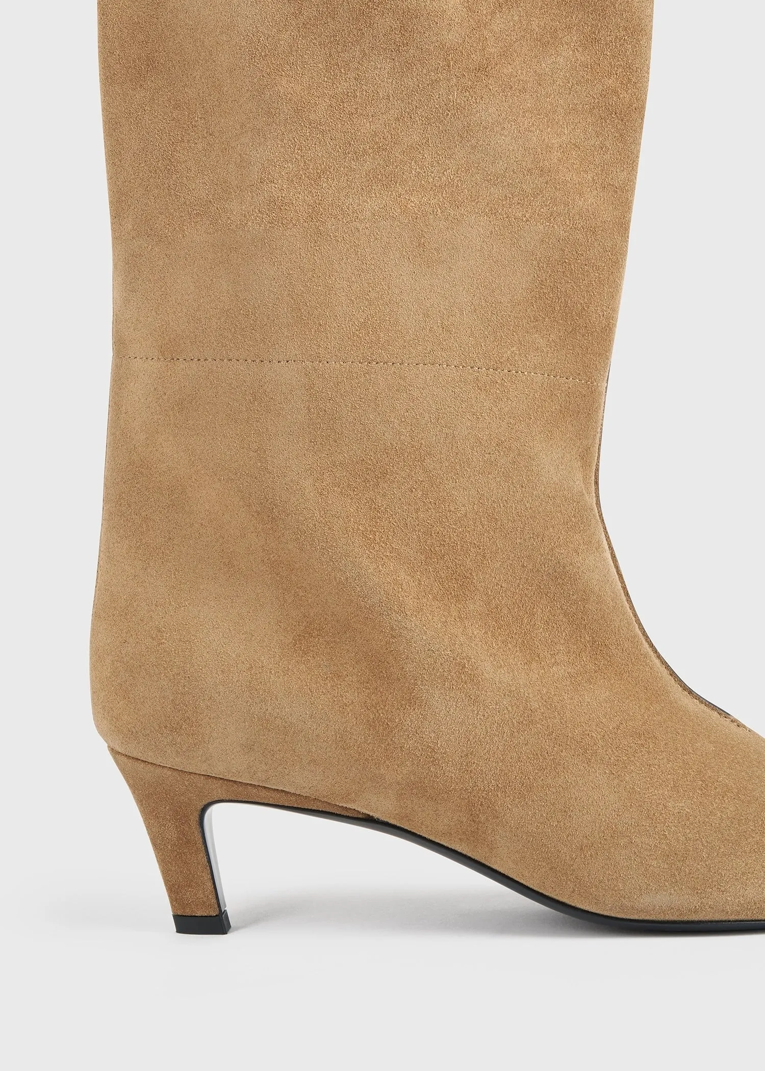 Suede wide shaft boots caramel