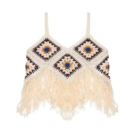 Sweewe Crochet Crop Top in Beige