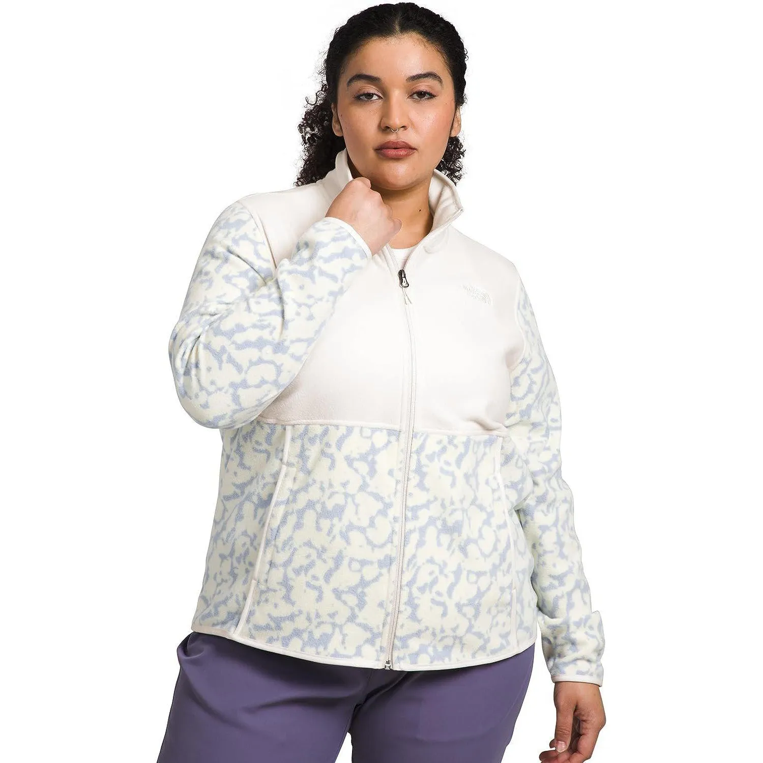 THE NORTH FACE Women's Alpine Polartec 100 Jacket (Standard and Plus Size), Dusty Periwinkle Graphic Dye Print/Gardenia White, 2