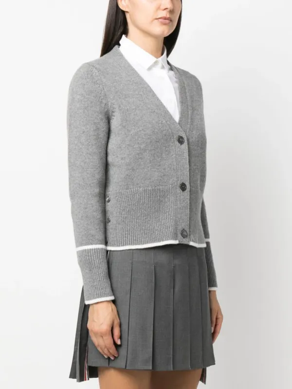 Thom Browne Sail Boat Cardigan Light Grey | Luxury and style at your fingertips