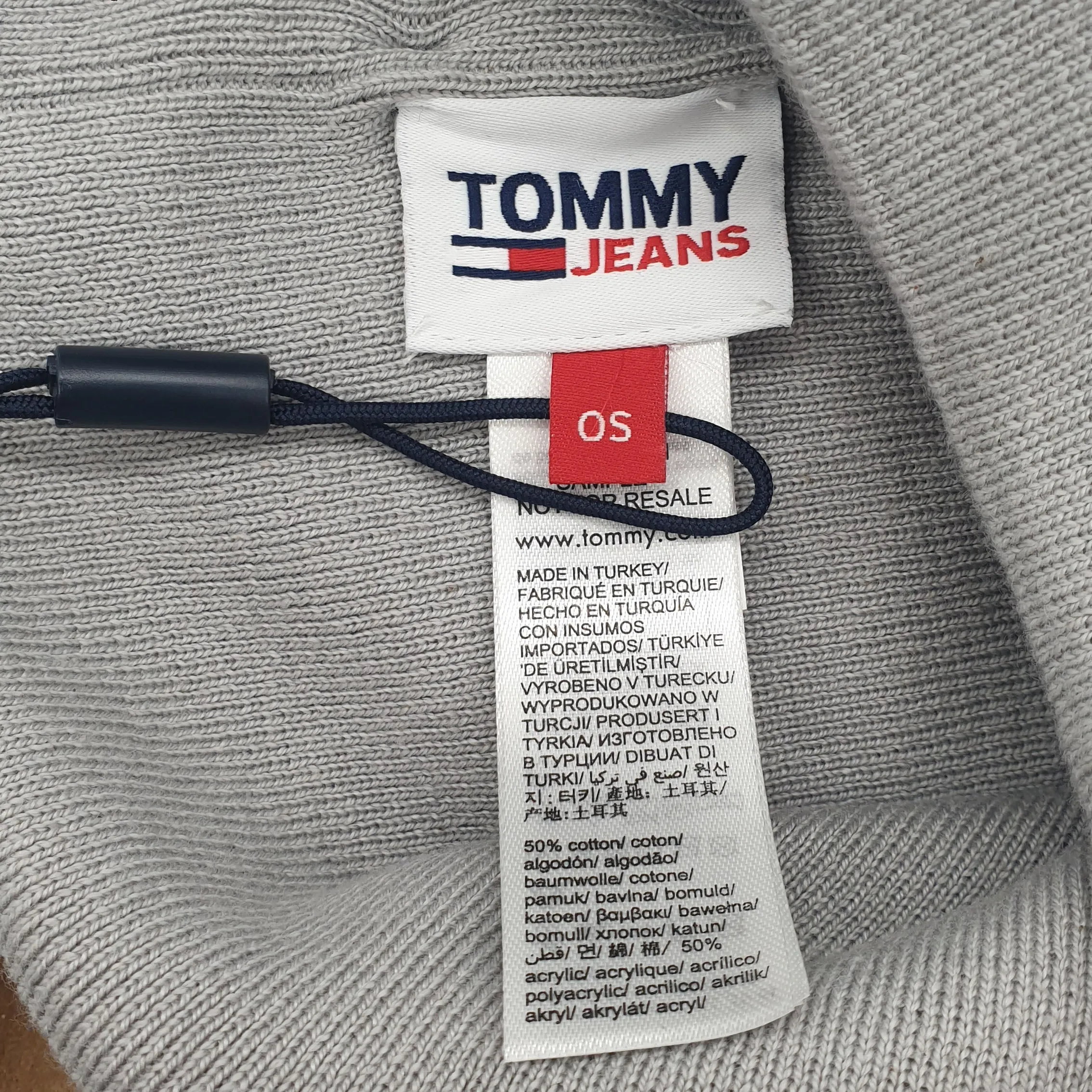 Tommy Jeans Grey Linear Logo Beanie