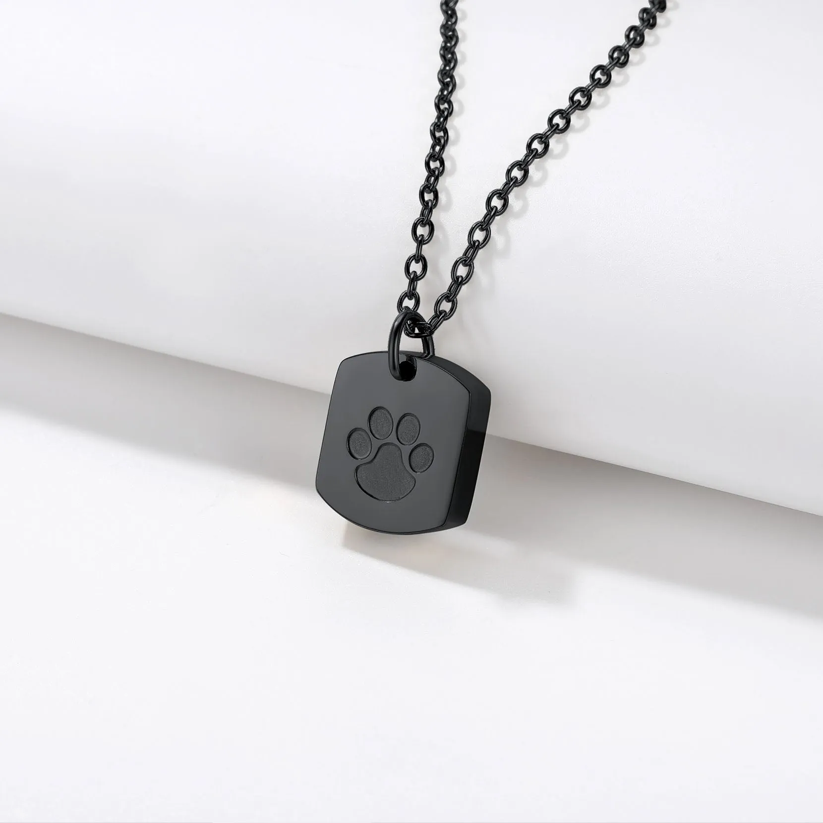 U7 Jewelry Square Paw Print Urn Necklace For Ashes