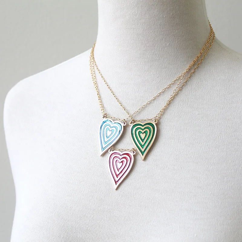 Vintage Stripe Heart Necklace