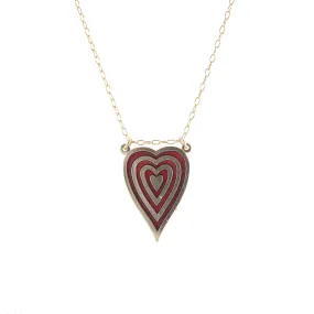 Vintage Stripe Heart Necklace