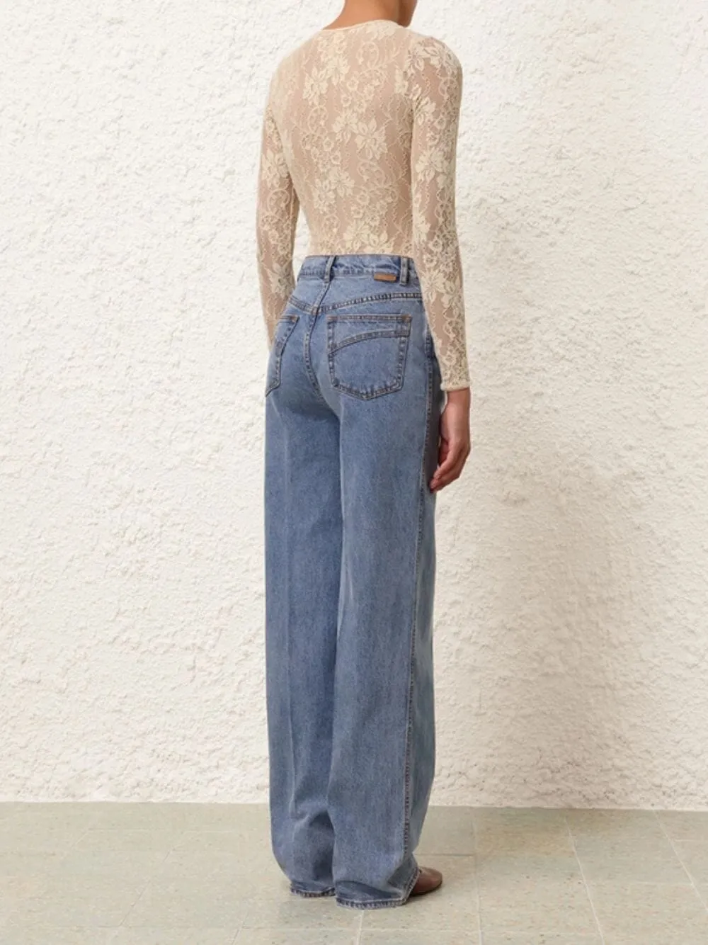 Wide Straight-Leg Silhouette Jeans