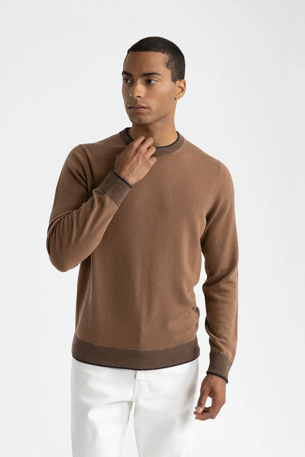 Wool, silk and cashmere crewneck sweater