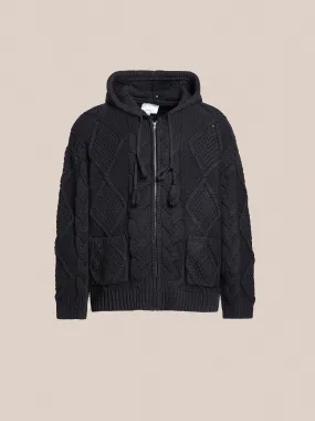 Zip Up Cable Knit Hoodie